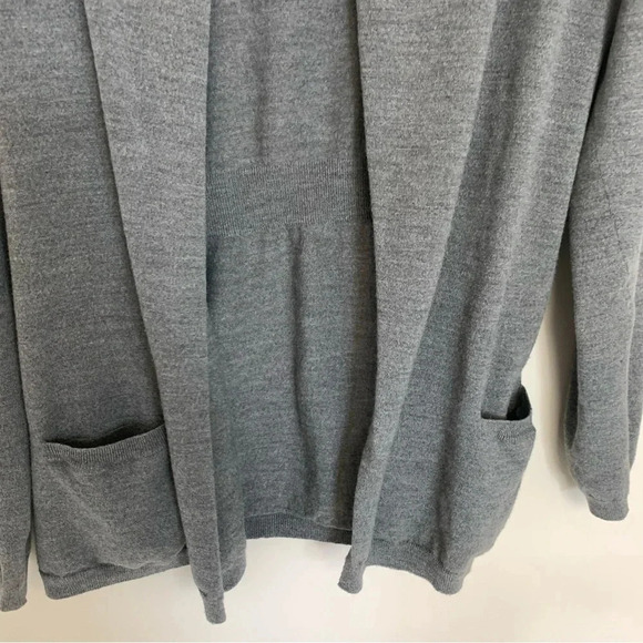 Theory Grey Merino Wool Open  Front Cardigan L - Picture 11 of 11
